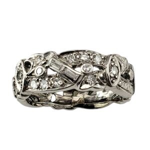 14 Karat White Gold Diamond Band Ring Size 7 #21455